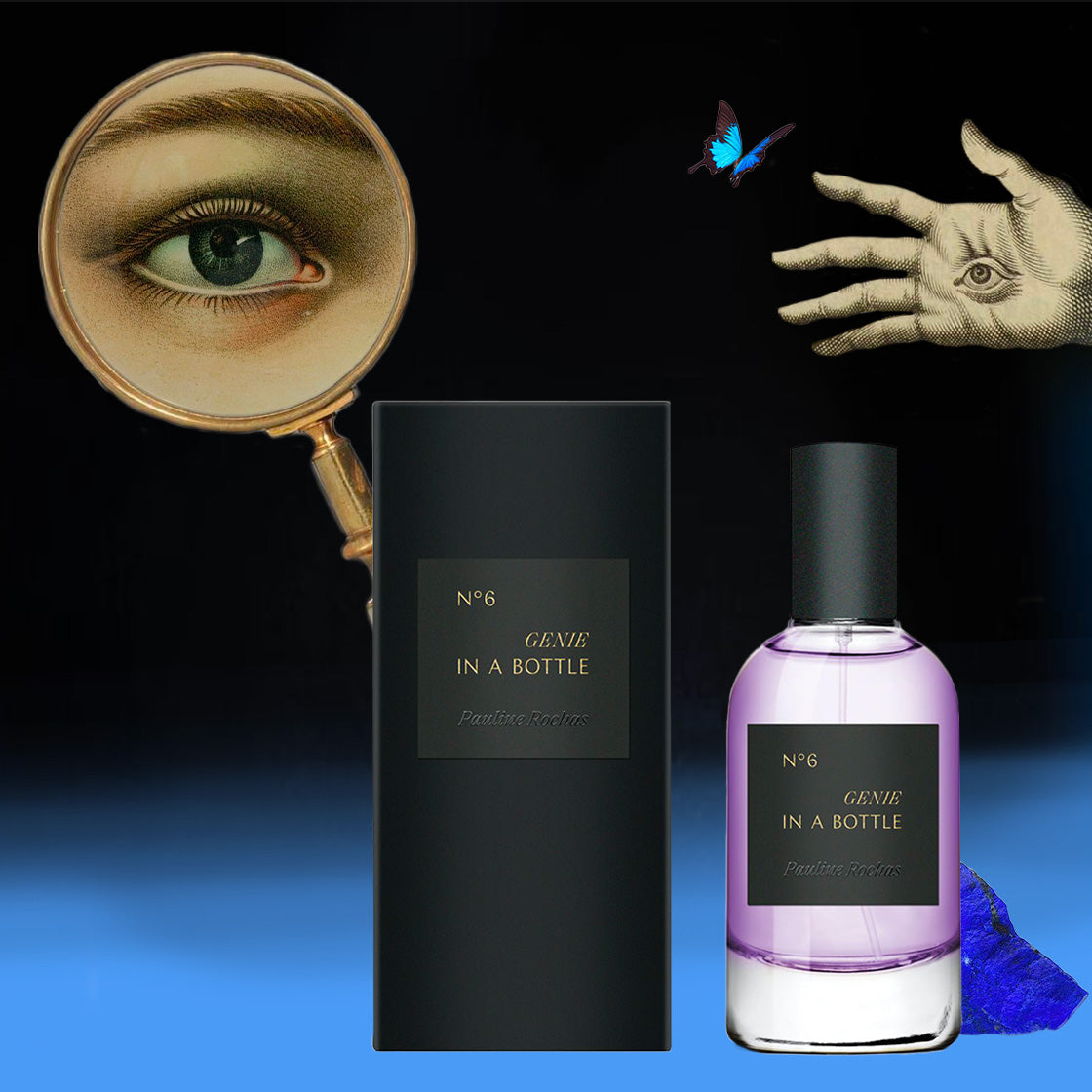 Pauline Rochas Genie in a Bottle - Conceptual Fragrance Imagery with Vintage Surrealist Elements