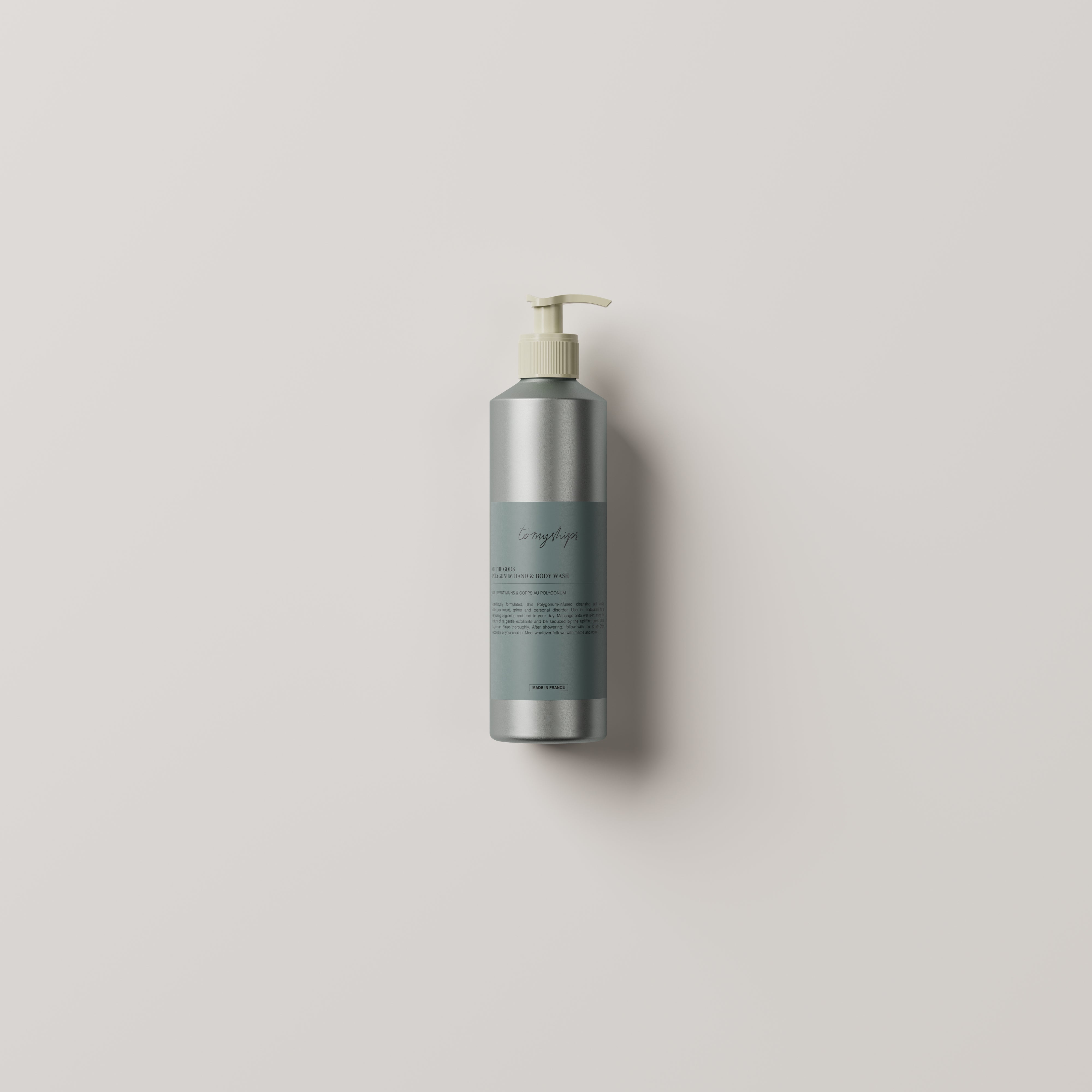 To My Ships Polygonum hand and body wash bottle on a clean neutral background