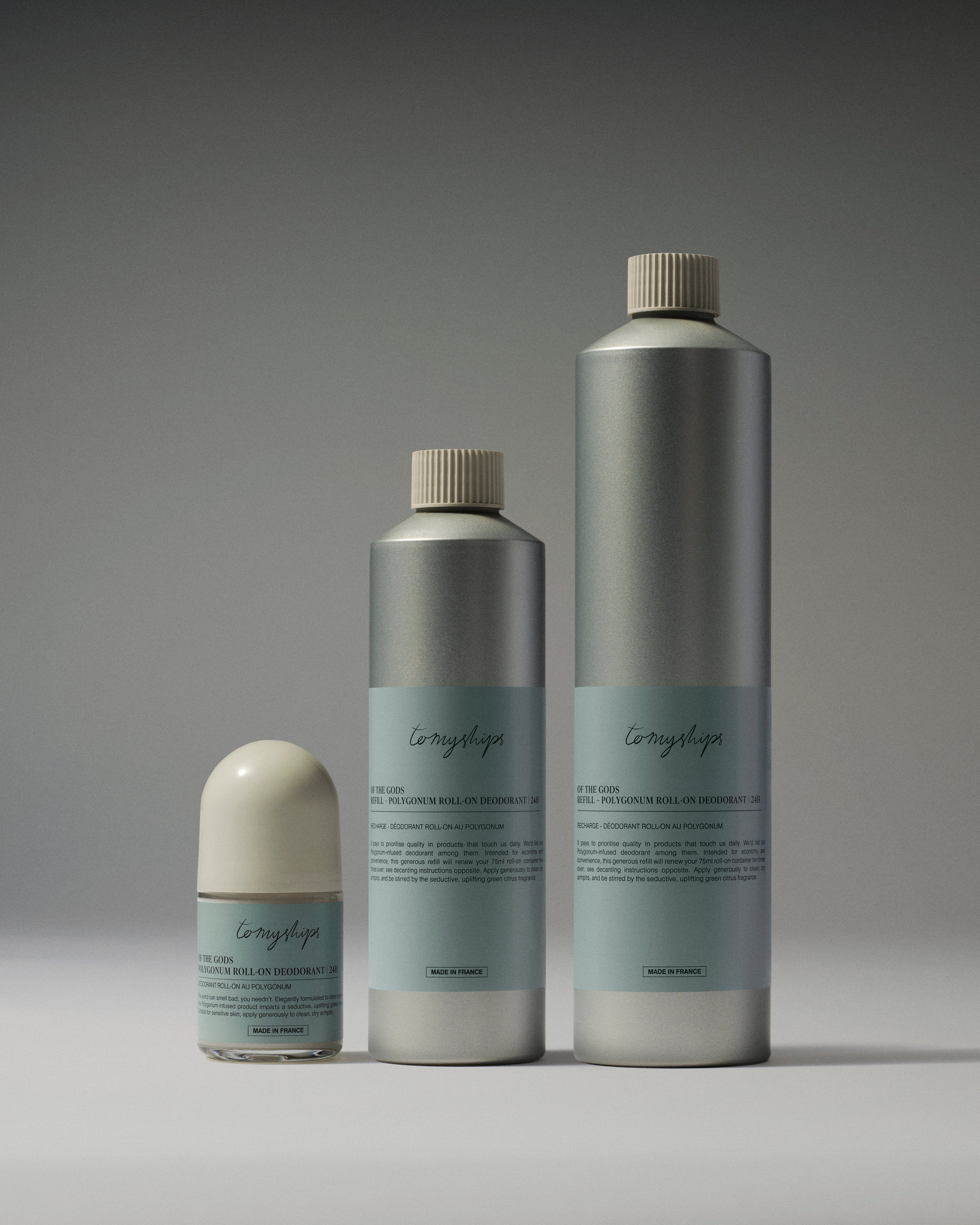 To My Ships Polygonum roll-on deodorant range in an editorial product composition
