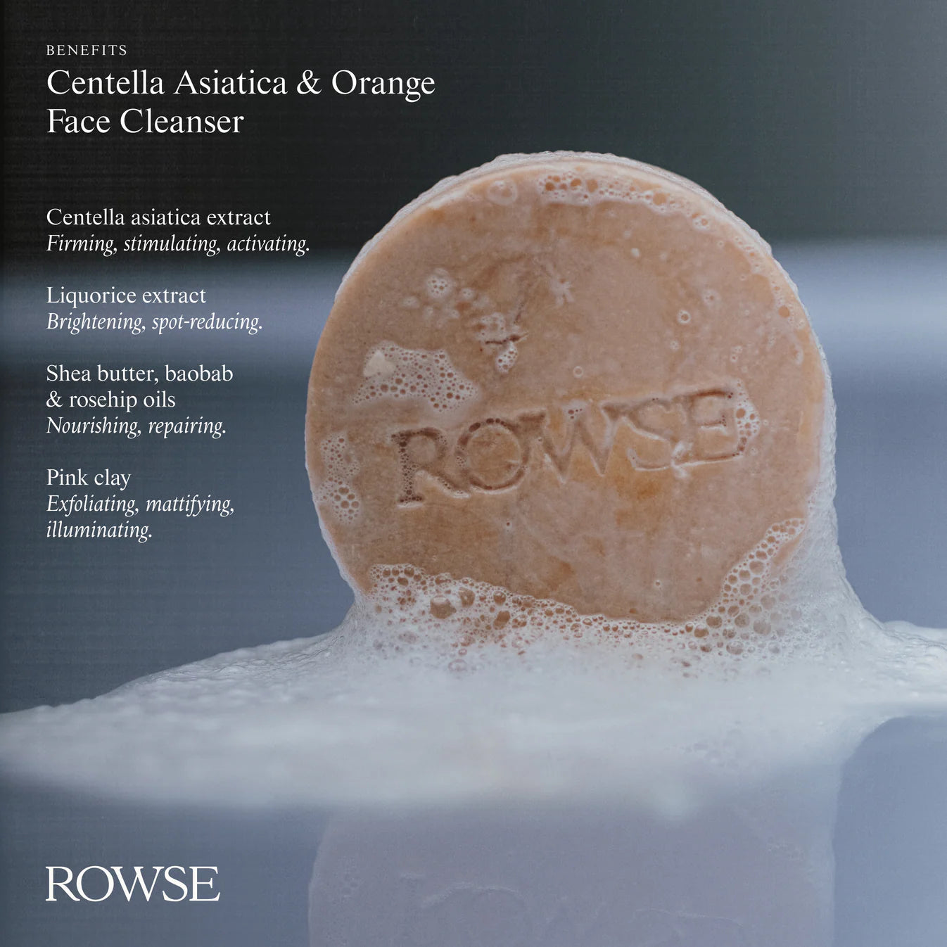 ROWSE Centella Asiatica & Orange Face Cleanser | Natural Soap Bar with Foam
