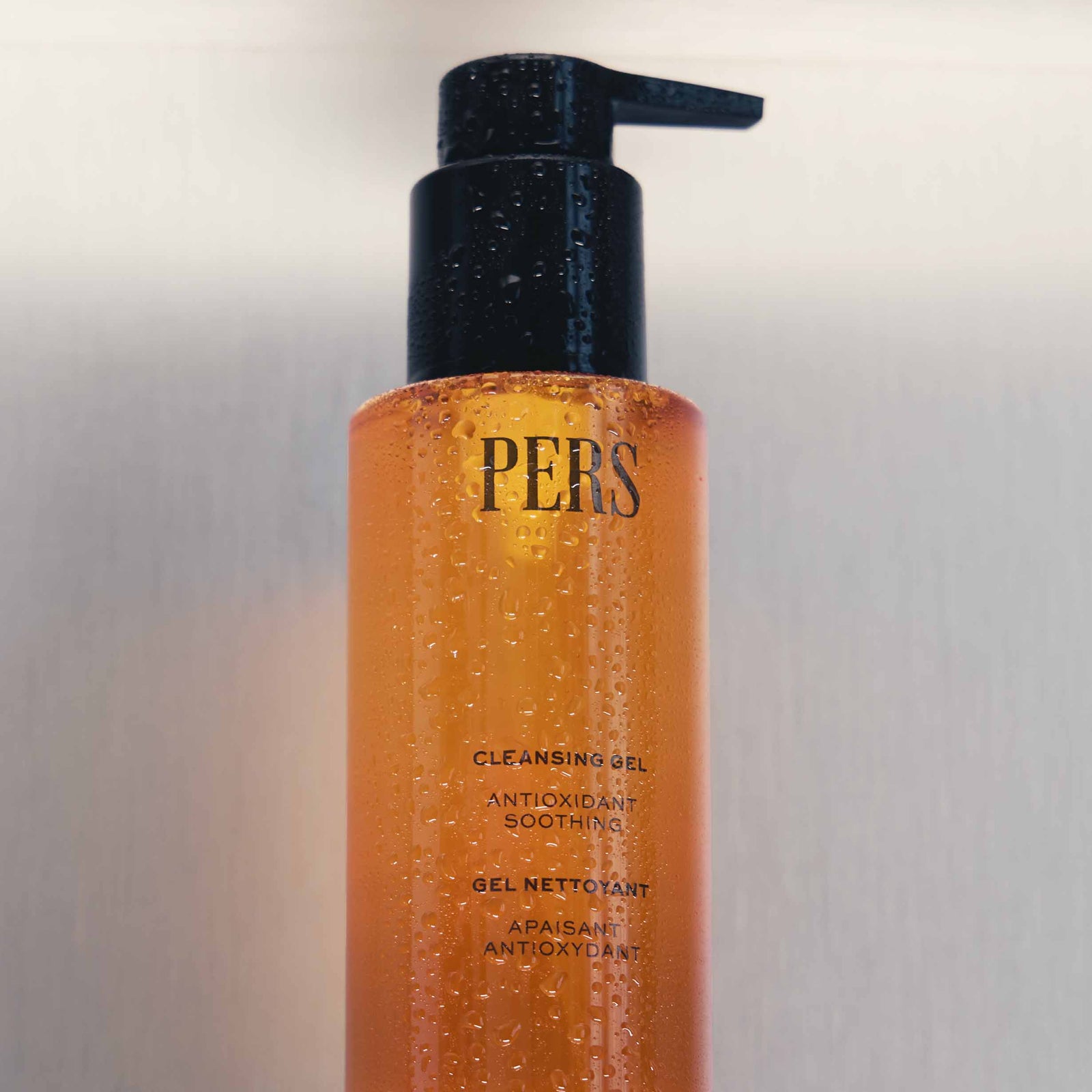 PERS Cleansing Gel product shot with clean, transparent background showcasing minimalist packaging design and gentle skincare formulation