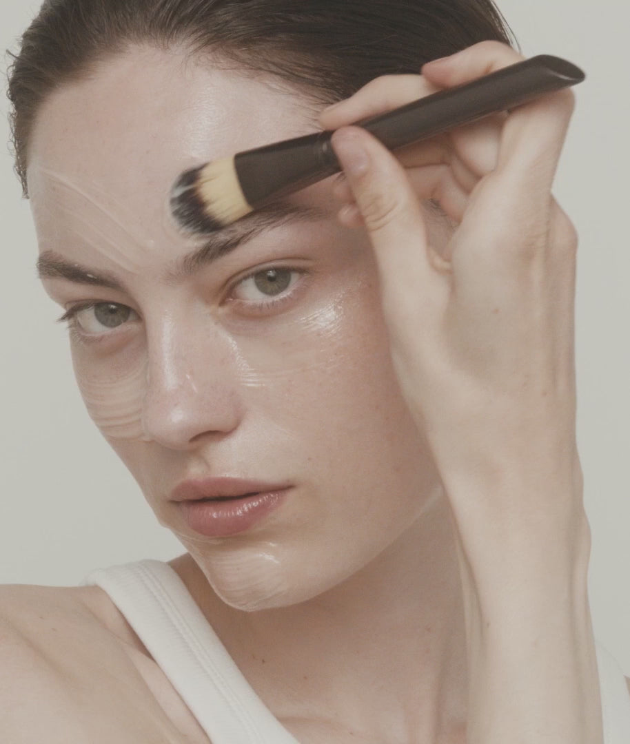 Woods Copenhagen Intense Peel Mask video tutorial - demonstrating smooth application technique, showcasing creamy texture and even coverage on skin